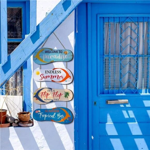 Panelee Wooden Flip Flop Beach Wall Decor Coastal Ocean Summer Bathroom Sign - Picture 6 of 7
